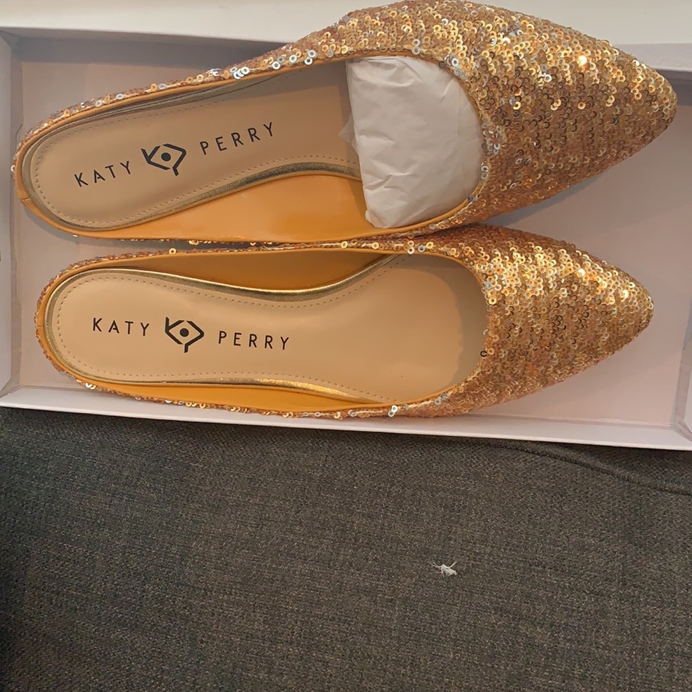 Katy Perry brand gold sequin flats